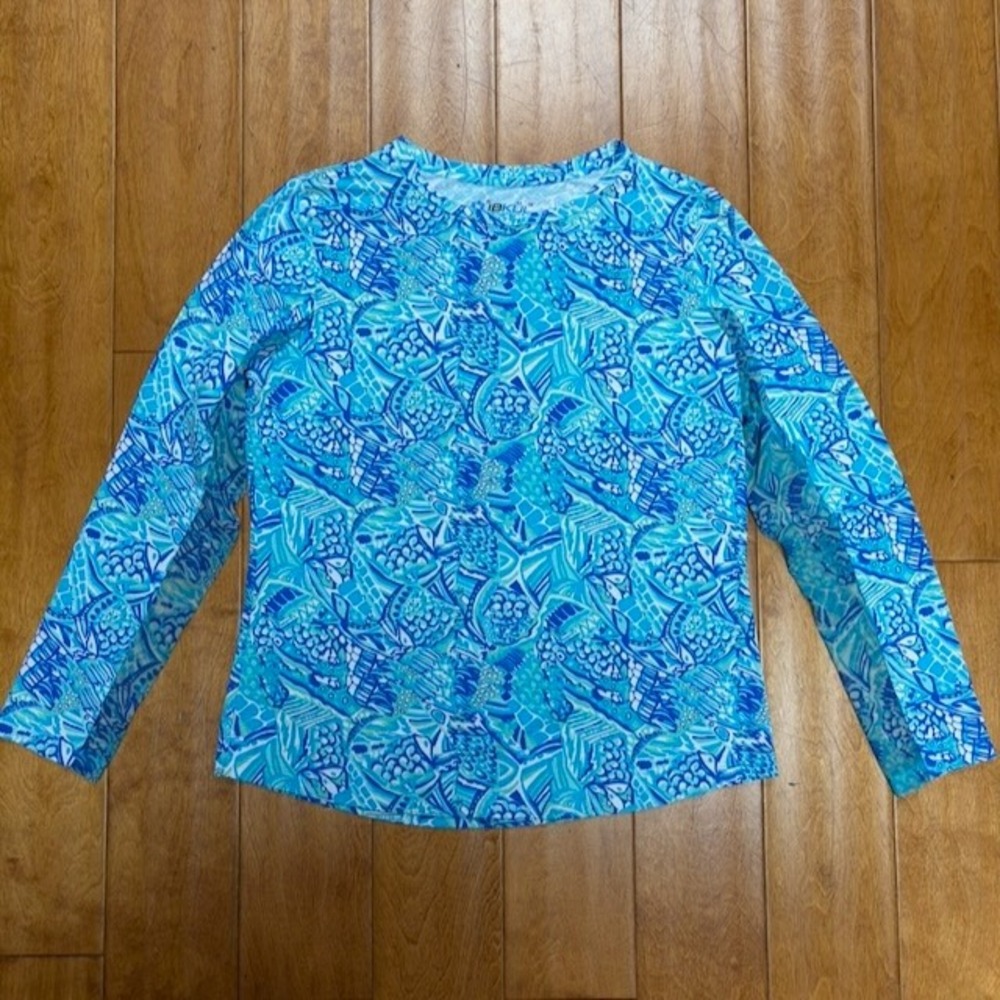 IBKUL Long Sleeve Mesh Top Size L Breathable Quick Dry UPF 50+ Cool Athleisure